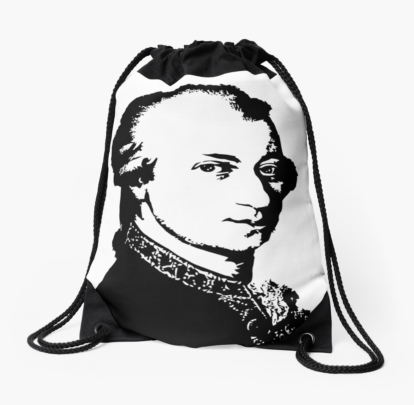 1435x1404 Wolfgang Amadeus Mozart Silhouette Black And White Drawstring