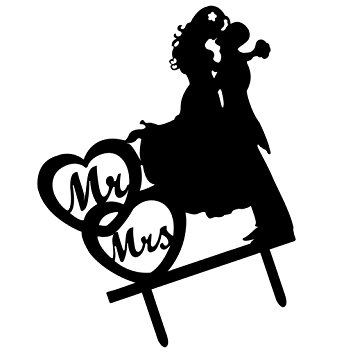355x355 Magideal Romantic Acrylic Black Mr Amp Mrs Silhouette Cake Topper