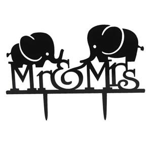 300x300 Mr Amp Mrs Acrylic Silhouette Elephant Couple Animal Cake Topper