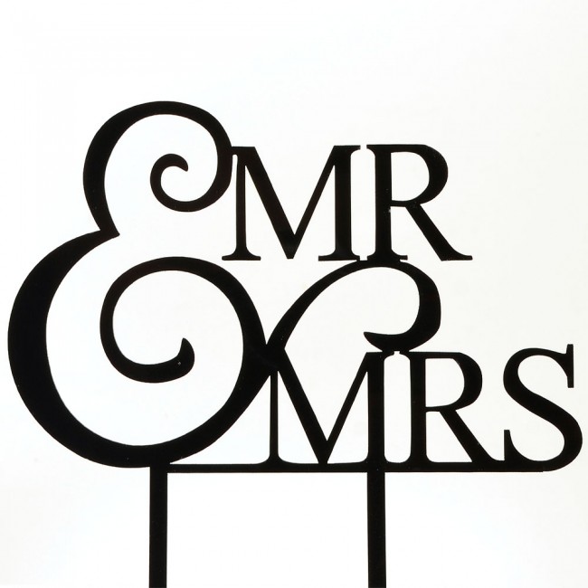 650x650 Black Mr Amp Mrs Elegant Bride Amp Groom Acrylic Wedding Day Cake