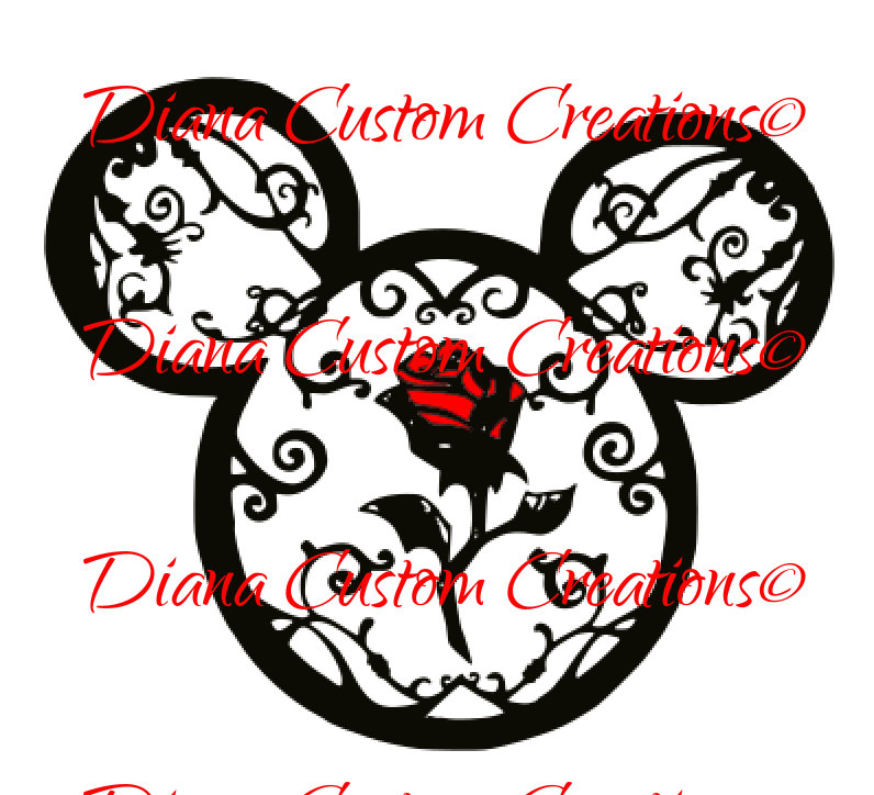 796x724 Mickey Head With Beauty And The Beast Rose Cricut And Silhouette