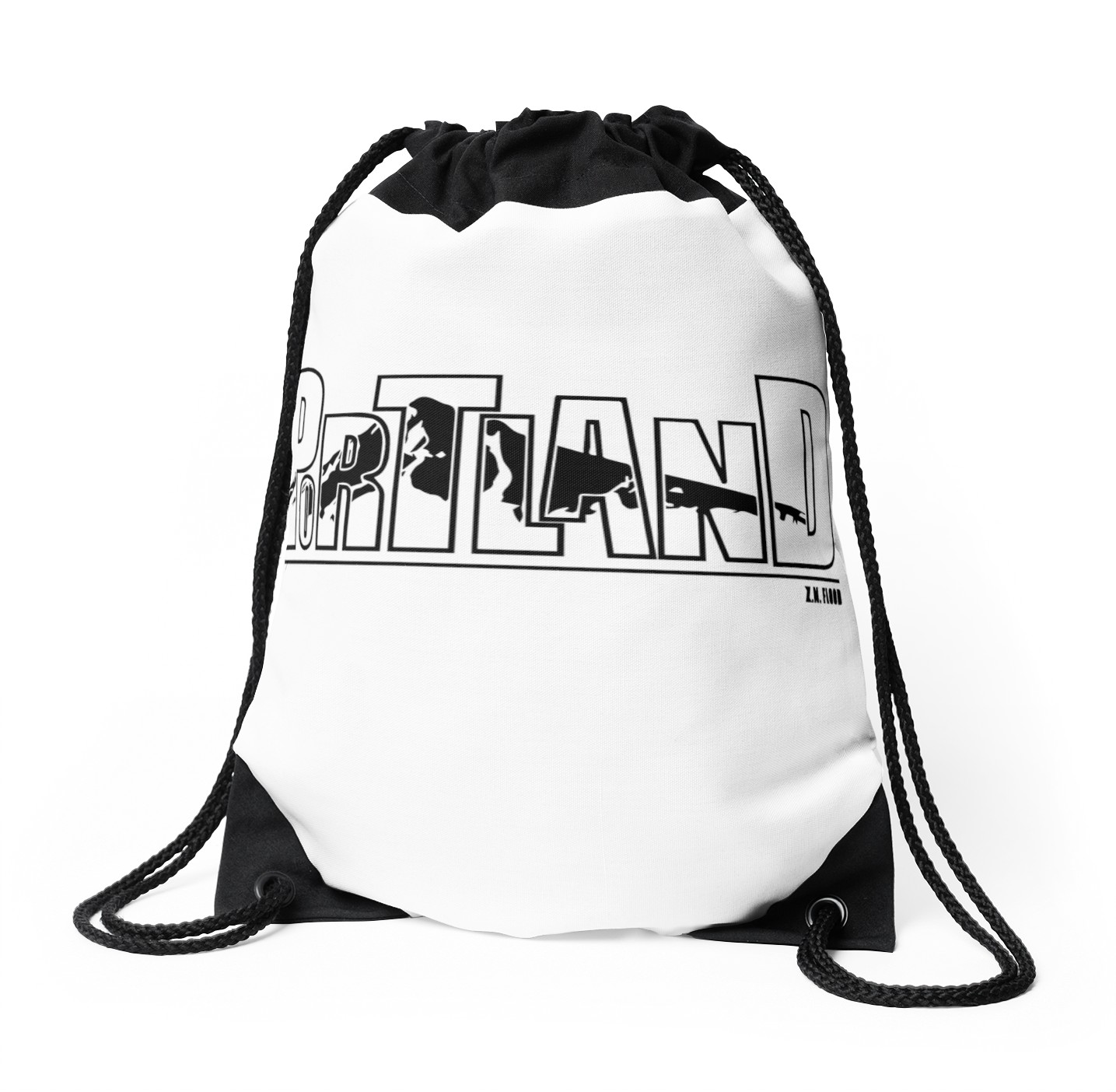 1435x1404 Portland ~ Mt. Hood Drawstring Bags By Dope Dude Redbubble