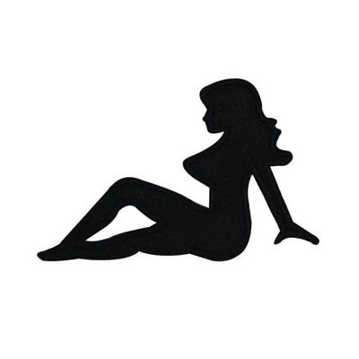 400x400 Left Facing Trucker Mudflap Girl Patch Black Silhouette Woman Iron