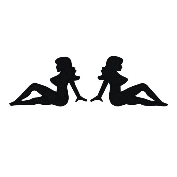 570x570 Set Of 2 Trucker Mudflap Girl Patches Black Silhouette Women
