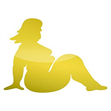 355x355 Metallic Mudflap Fat Girl Sticker Die Cut Trucker
