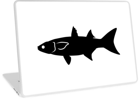 558x400 Mullet Fish Silhouette (Black) Laptop Skins By Idrawsilhouettes