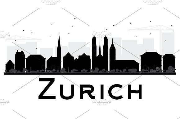 580x386 Zurich City Skyline Silhouette Skyline Silhouette, City Skylines