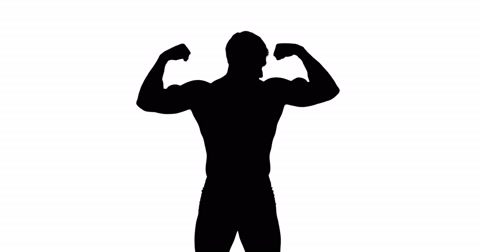 480x252 Muscular Silhouette Of Man Flexing Muscles ~ Video