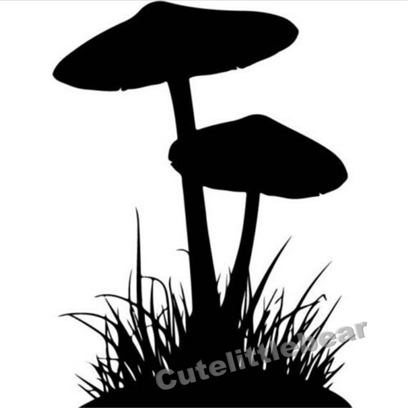 800x800 Mushroom Silhouette Fungus Plant Flowers And Trees Wall Stickers