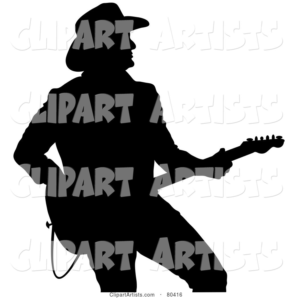1024x1044 Black Silhouette Of A Country Western Music Guitarist Clipart By