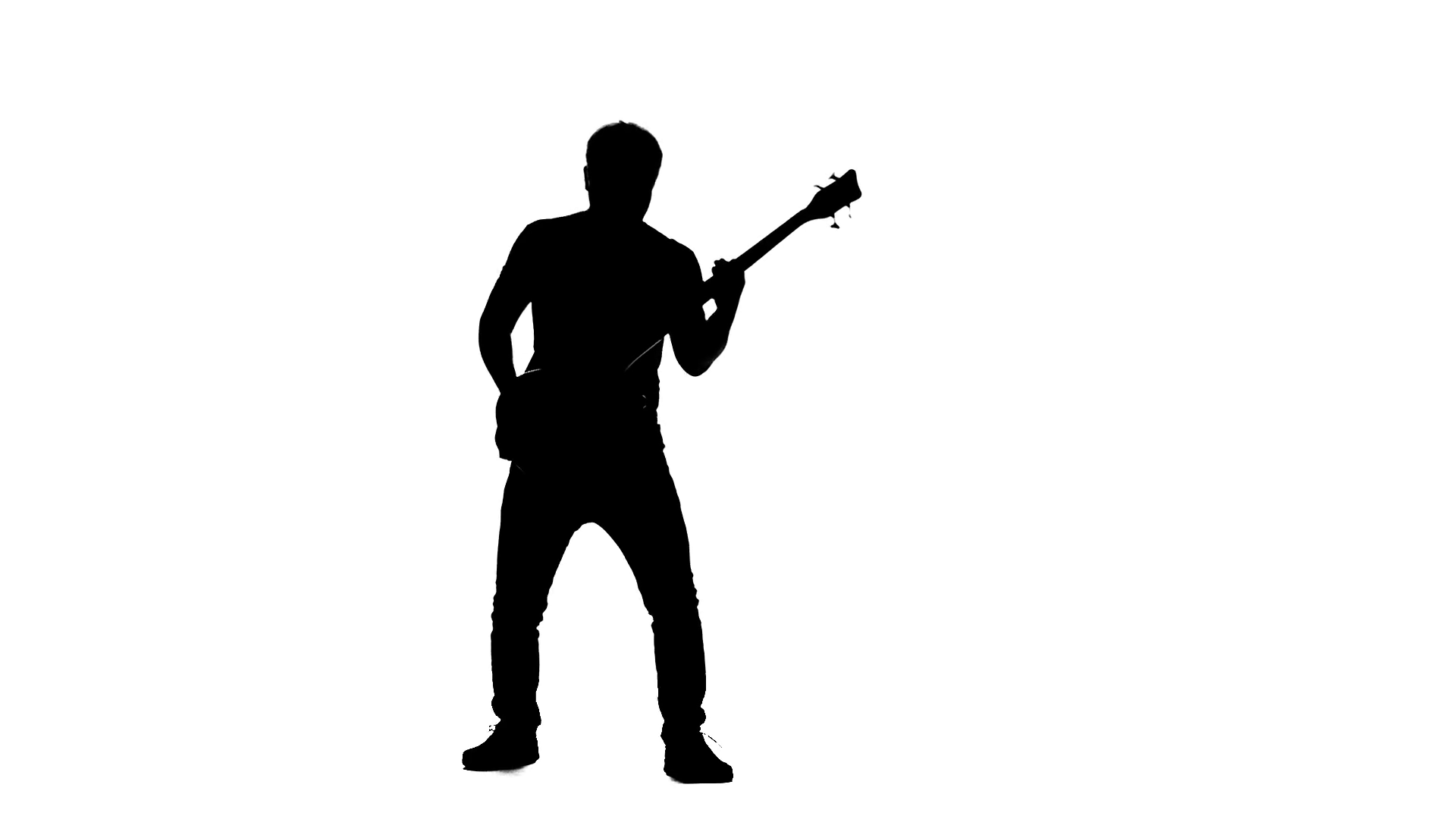1920x1080 Guitarist Kneel While Playing A Musical Instrument. Silhouette