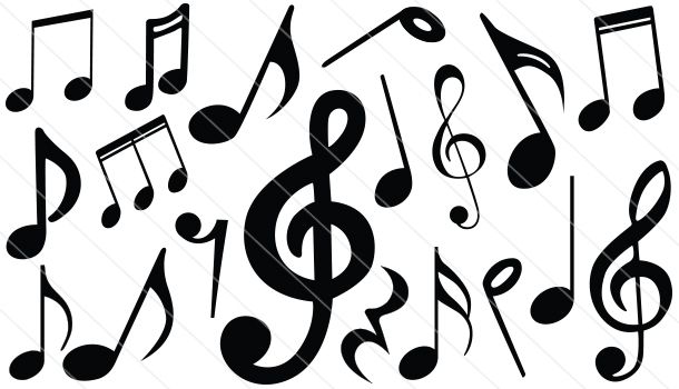 610x350 Music Notes Silhouette Vector (19) Silhouette Clip Art
