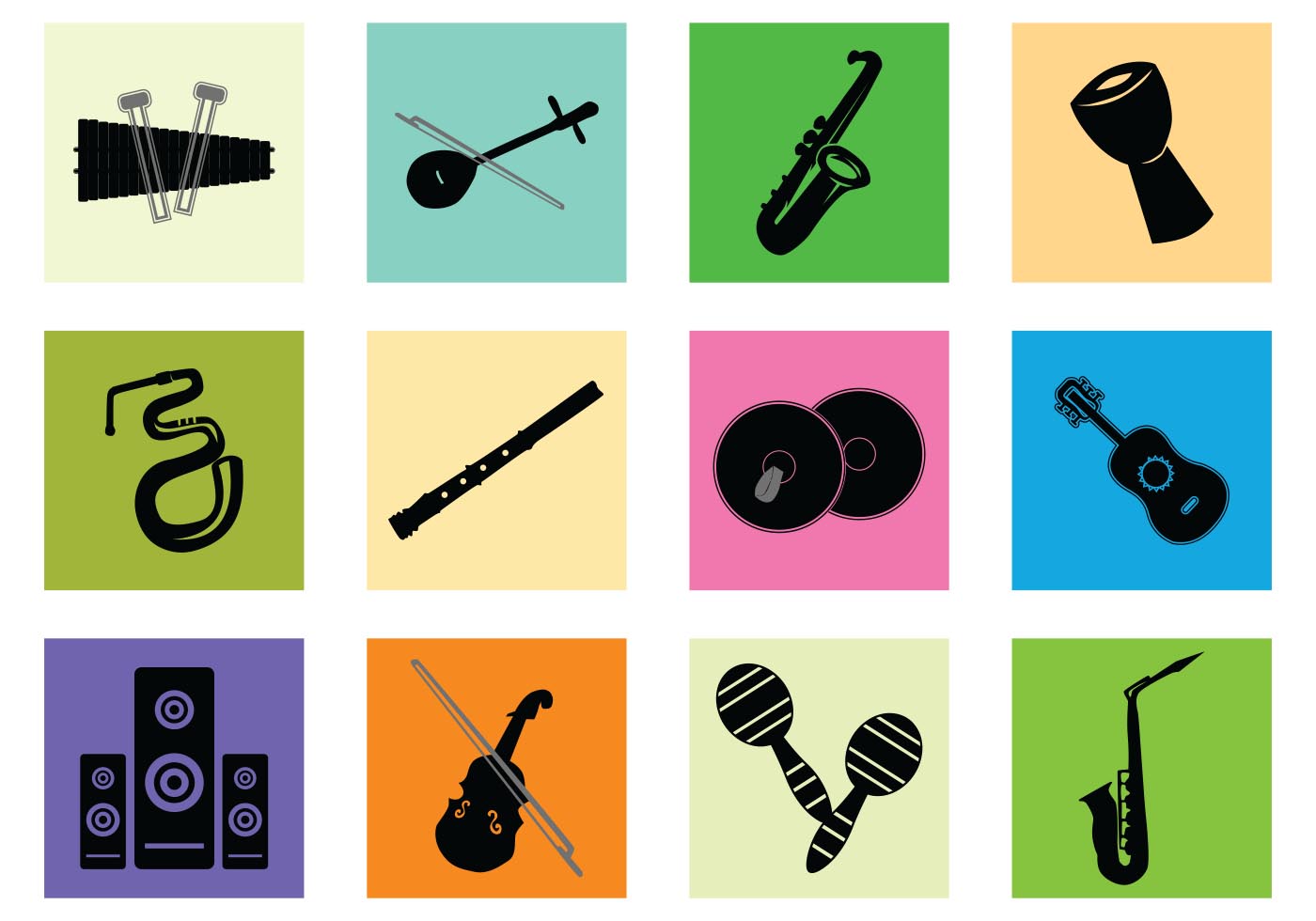 1400x980 Musical Instruments Silhouette Free Vector Art