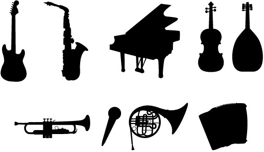 530x305 Musical Instruments Silhouettes Free Vector In Adobe Illustrator