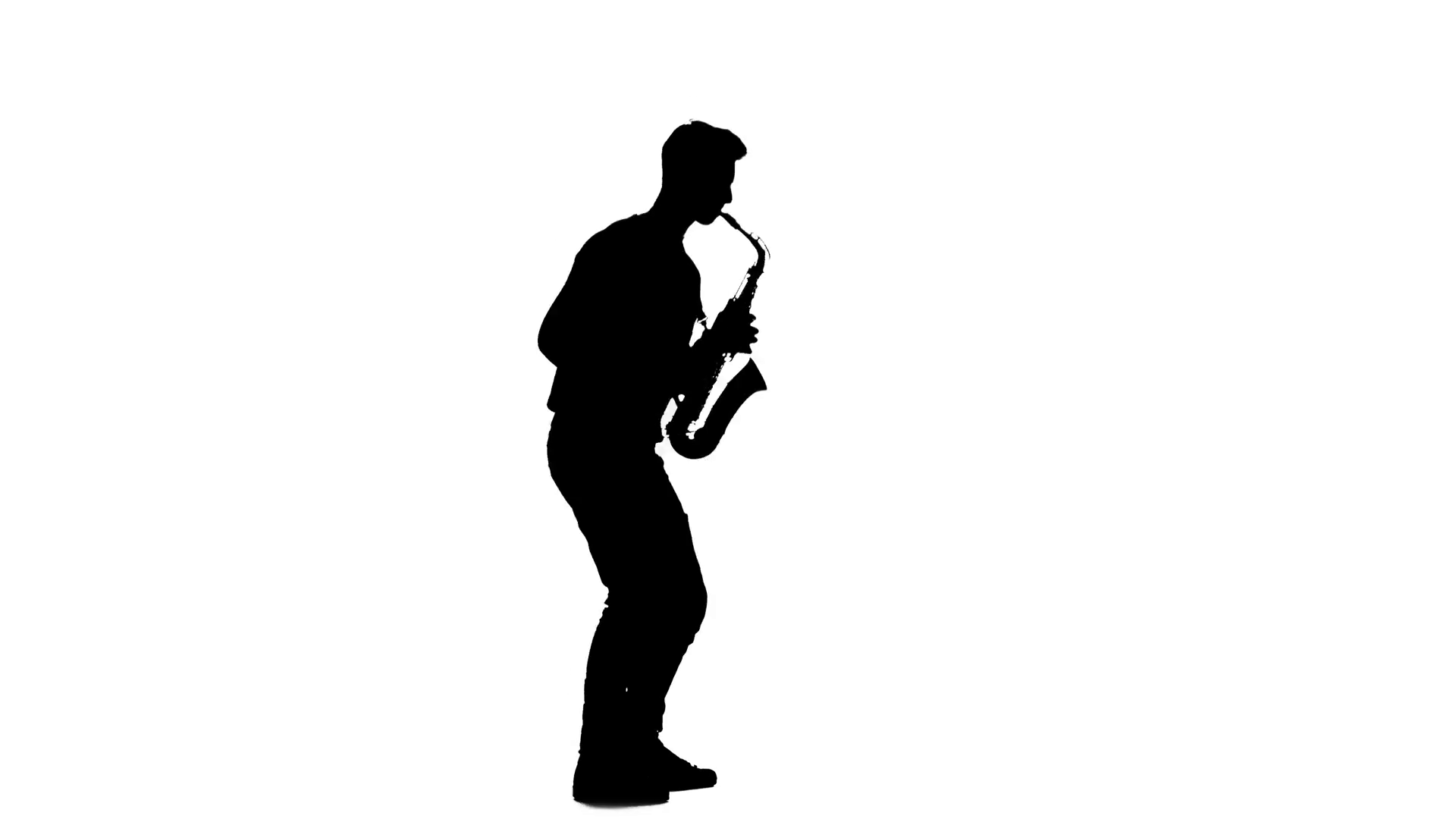 1920x1080 Saxophonist Silhouette Playing A Musical Instrument On A White