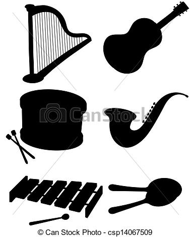 379x470 Illustration Of The Six Silhouettes Of Musical Instruments