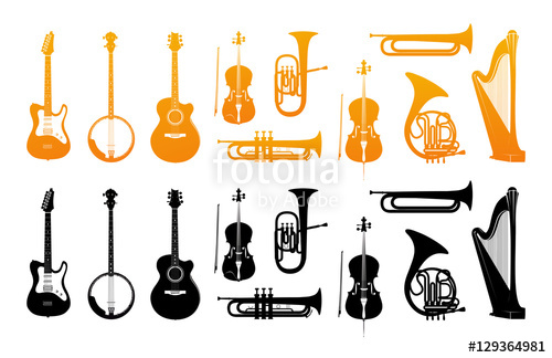 500x324 Set Icons Of Orchestral Musical Instruments In Golden And Black