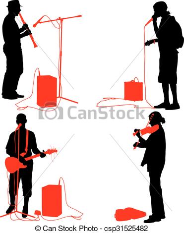 371x470 Set Silhouettes Musicians Playing Musical Instruments . Vector