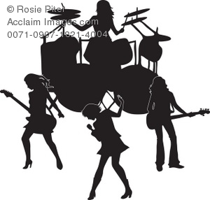 300x286 Art Illustration Of The Silhouette Of An All Girl Band