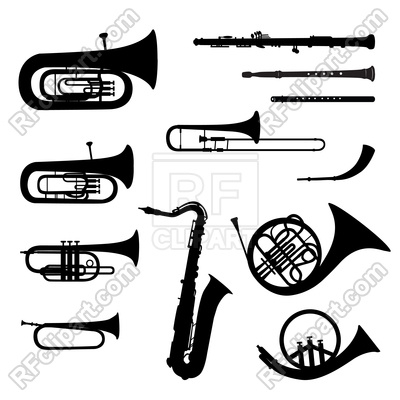 400x400 Musical Instruments Silhouette On White Background Royalty Free