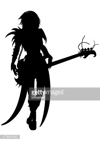 349x494 Rock Musician Woman Silhouette Stock Vectors