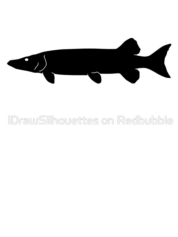 600x800 Muskie Fish Silhouette (Black) Stickers By Idrawsilhouettes