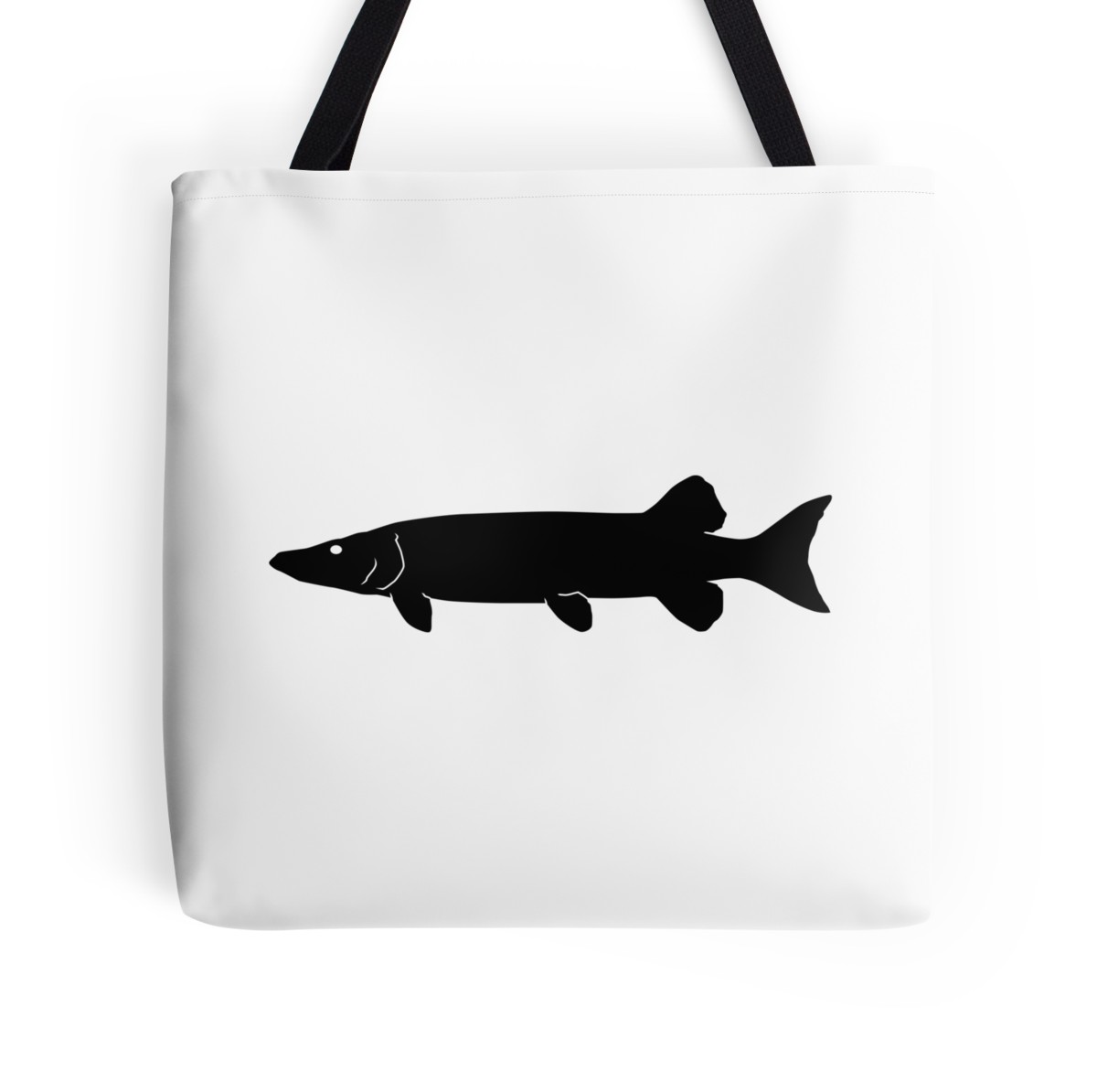 1200x1194 Muskie Fish Silhouette (Black) Tote Bags By Idrawsilhouettes
