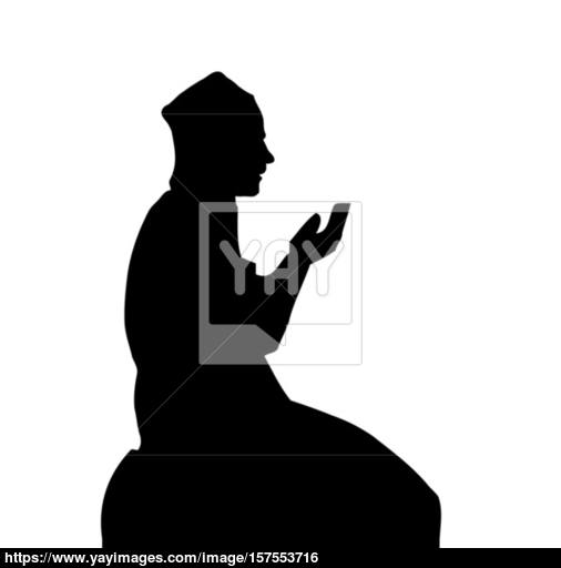 506x512 Silhouette Of A Muslim Praying Man Vector