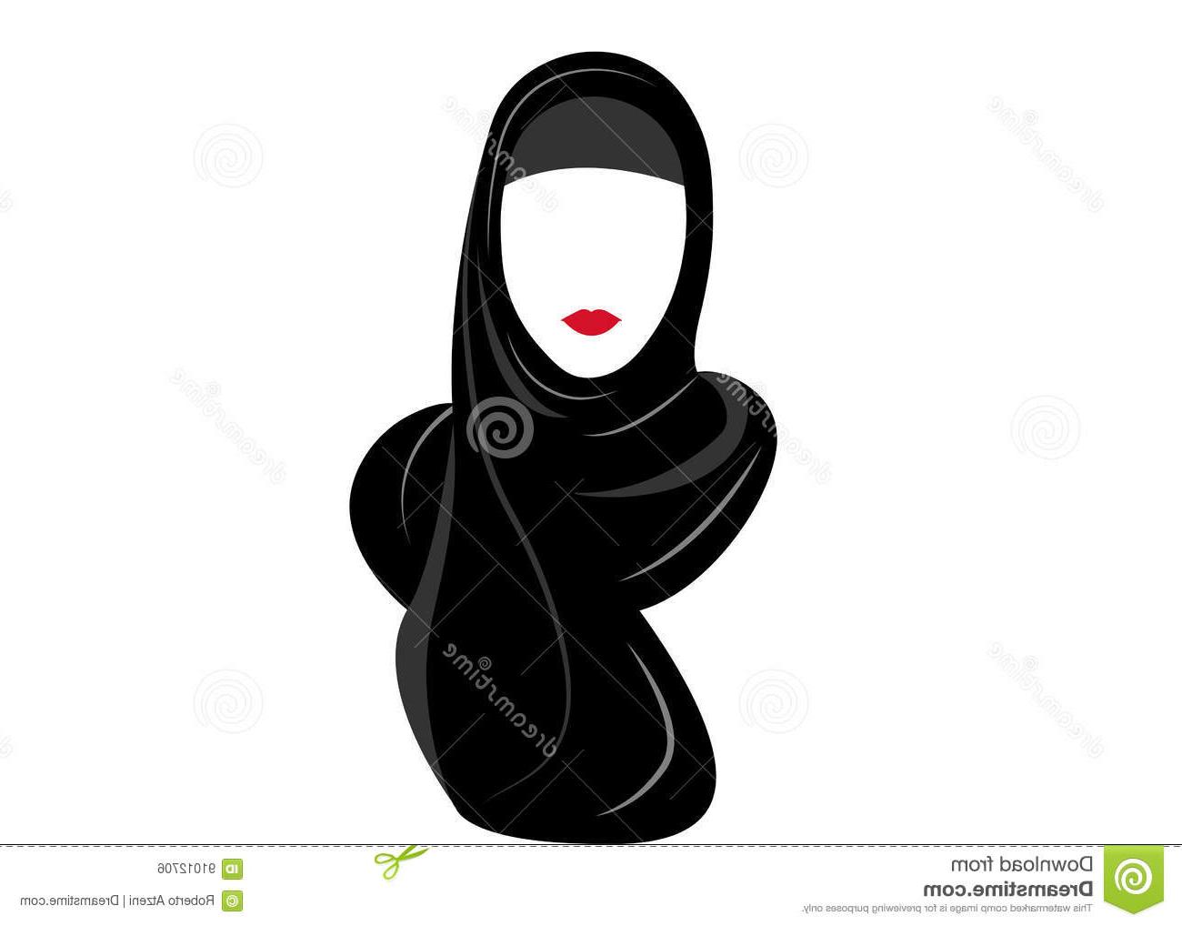 1300x1018 Unique Arabic Muslim Woman Hijab Drawing White Background Vector