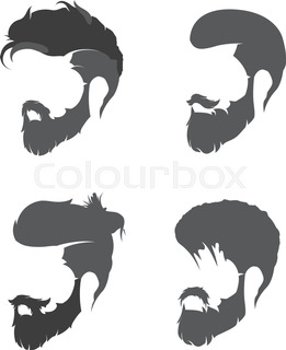 261x320 Hipster Mustache And Beard Fashion Silhouette. Set Of Nine Various