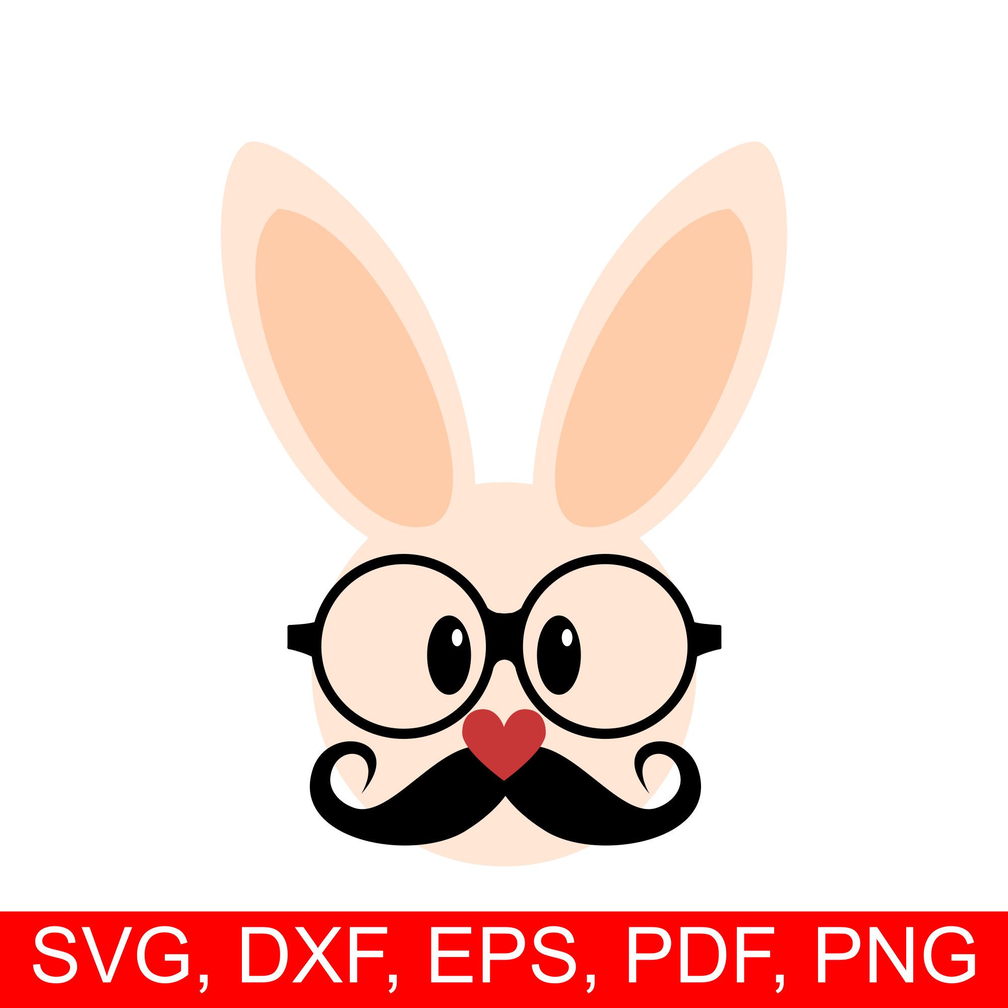 2000x2000 Mister Hipster Bunny Svg File, Hopster Bunny With A Mustache