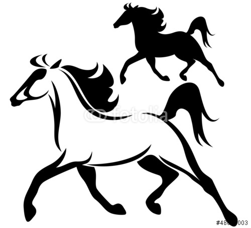 500x454 Running Horse Vector Outline Silhouette Stock Image