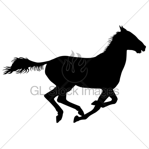500x500 Silhouette Of Black Mustang Horse Vector Illustration Gl Stock