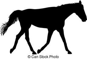 288x194 Silhouette Of Black Mustang Horse Vector Illustration. Vector
