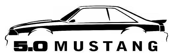 576x184 1987 93 Ford Mustang Fox Body 5.0 Outline Silhouette Art Wall