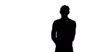320x180 Man Holds A Gun In An Arm. Silhouette. White Stock Video Footage