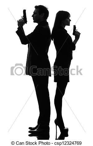 300x470 Couple Woman Man Detective Secret Agent Criminal Silhouette