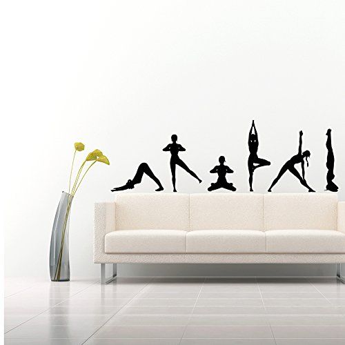 500x500 Wall Decals Yoga Poses Silhouettes Spelled Position Yoga Studio