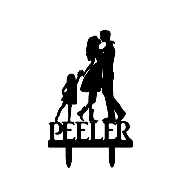 570x570 Customized Name Bride And Groom Silhouette Wedding Cake Topper