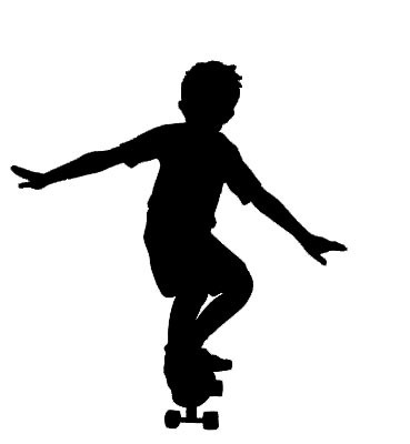 369x400 Skater Skateboard Boys Silhouette Kids Room Cartoon Wall Sticker