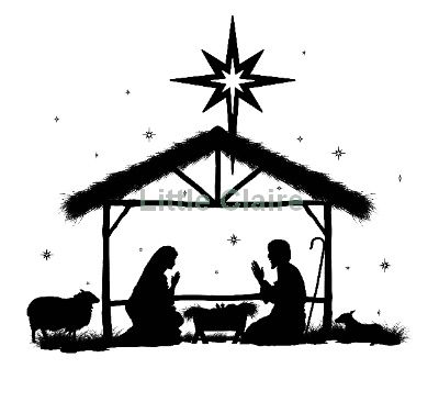 400x366 Nativity Scene Silhouette Clipart