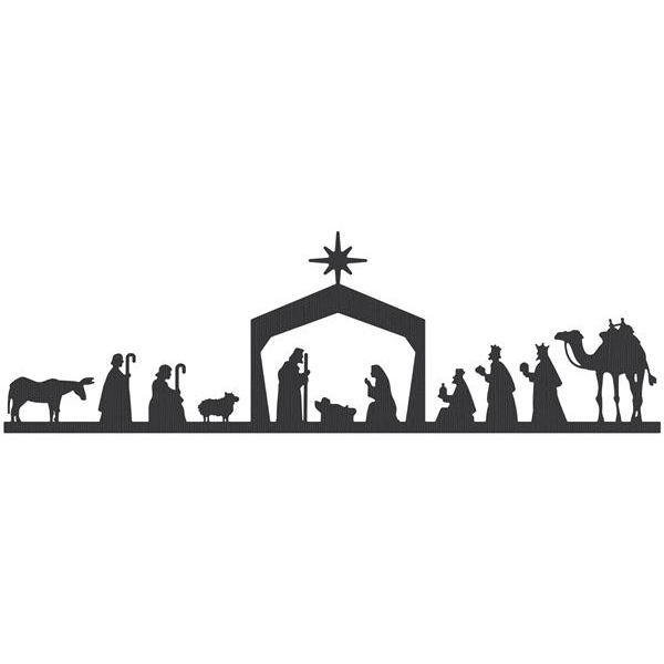 600x600 Free Clipart Nativity Scene Black Amp White
