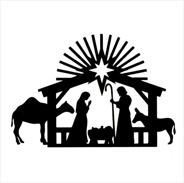604x601 Nativity Silhouette Template Printable Printable Nativity Scene