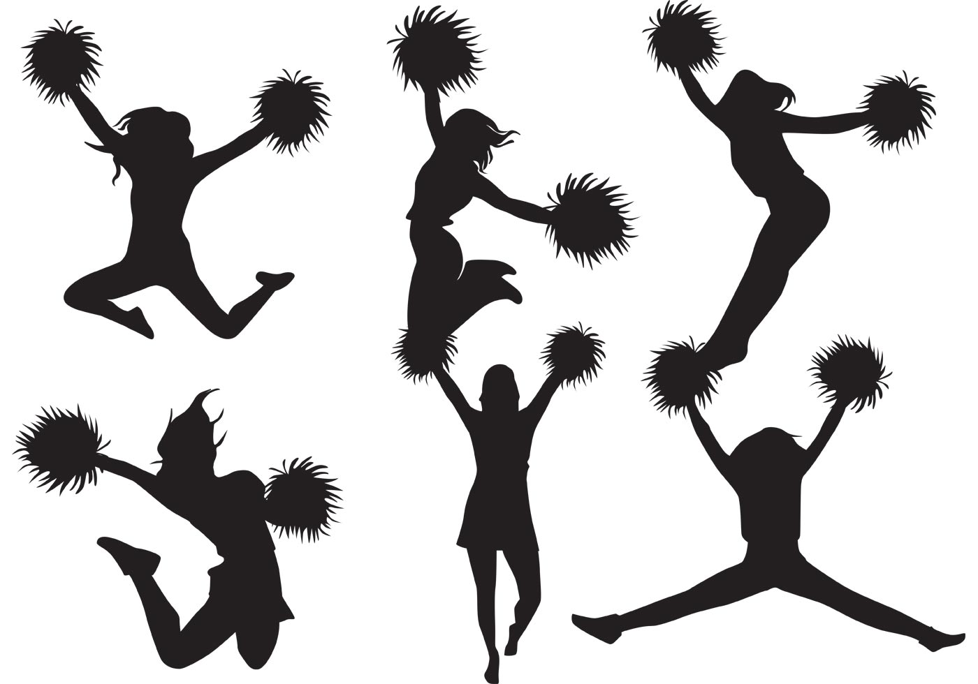 1400x980 Cheerleader Silhouette Vector Pack