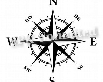 340x270 Compass Vinyl Decal Etsy