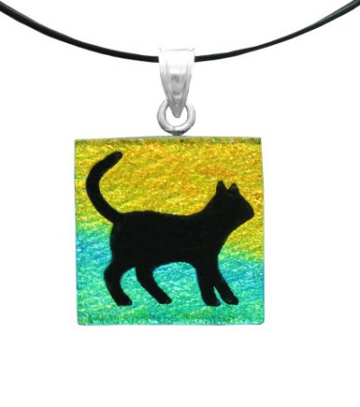 400x452 Bright And Unique Dog Or Cat Silhouette Dichroic Glass Necklace