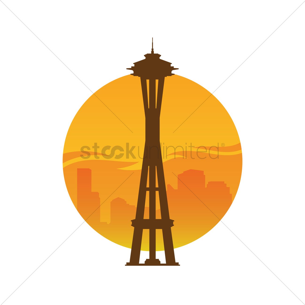 1300x1300 Space Needle Tower Vector Image