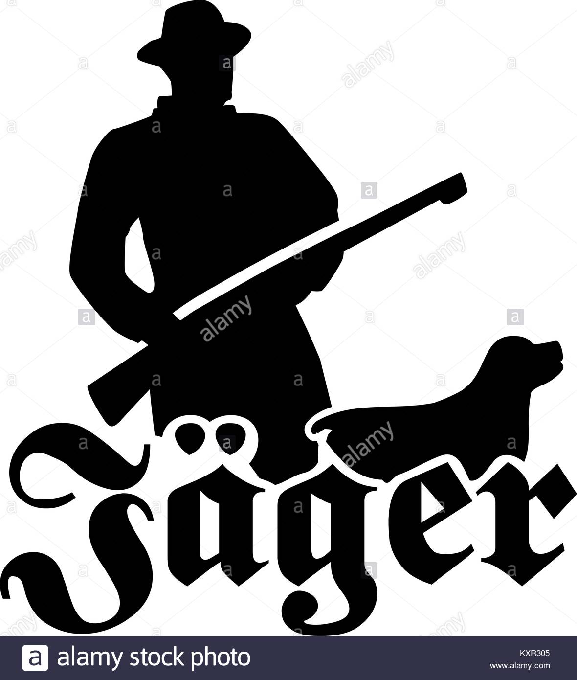 1180x1390 Hunter Silhouette With Hunting Rifle And Dog Stock Vector Art