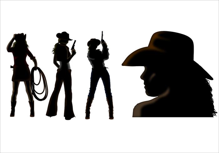 700x490 Cowgirl Silhouette Vectors