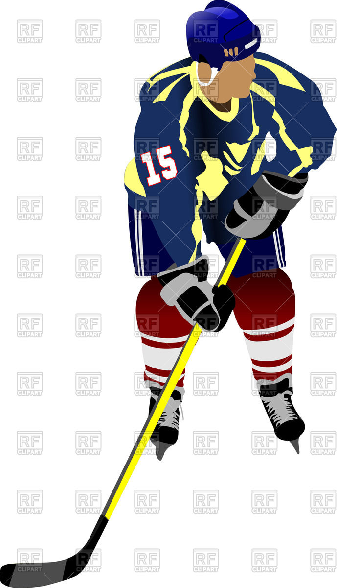 689x1200 Silhouette Of Ice Hockey Player In Action Royalty Free Vector Clip